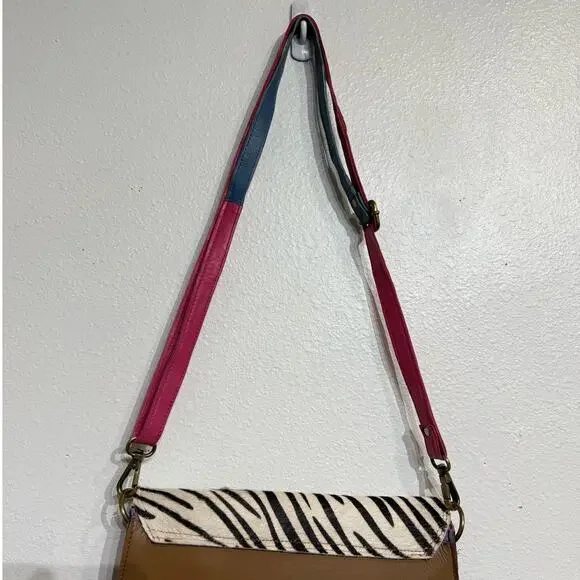 Pink Zebra Leather Crossbody Purse - Picture 9 of 12